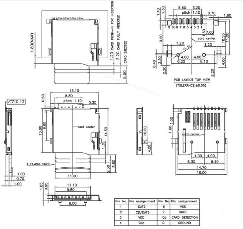 10 Pcs PushPush Type TransFlash TF Micro SD Card Socket Adapter Automatic