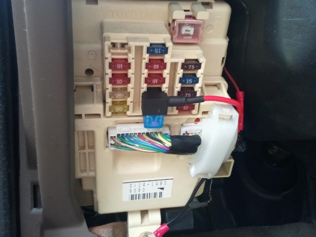 I have the main power from the fuse box running into the TRAC Off switch, and out to the relay (86). You can see the four wires all hooked up here.