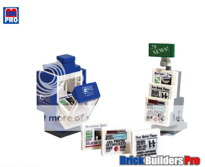 Kit Newspaper Vending Machine Lego® Custom news paper, accessories